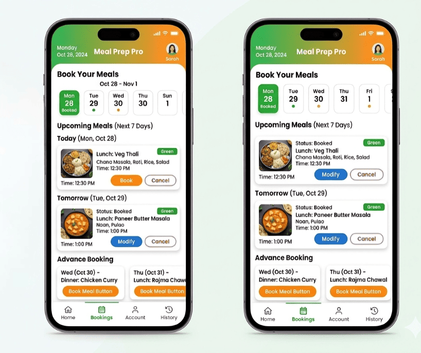 daily advance meal booking